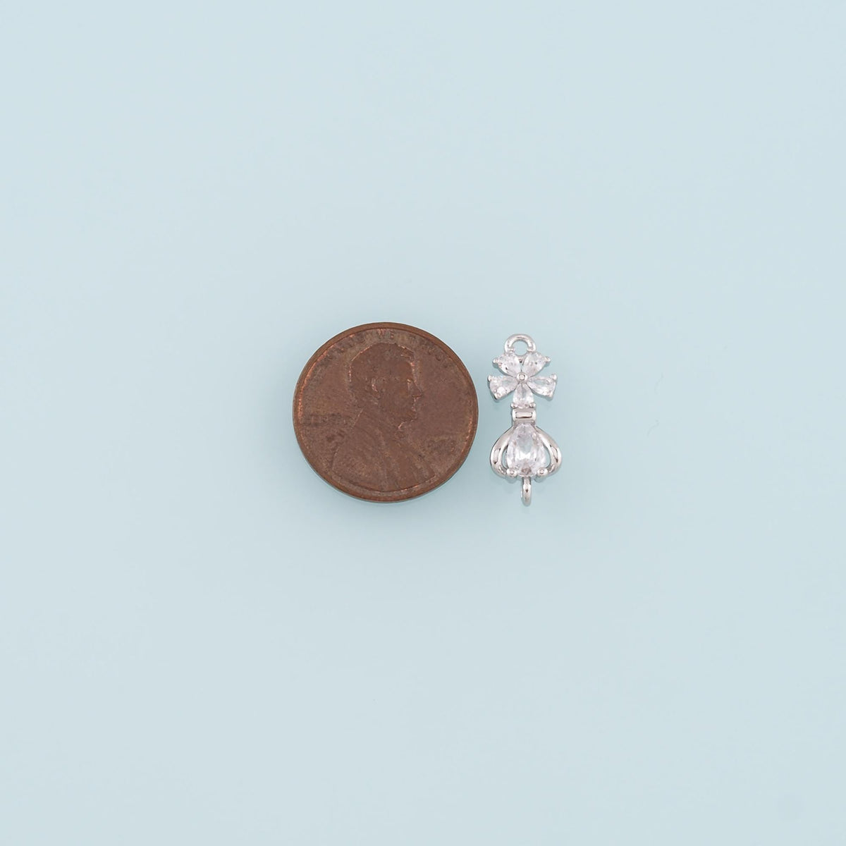 18K Gold Filled Flower CZ Charm Pendant for Jewelry Making
