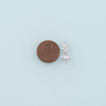 18K Gold Filled Flower CZ Charm Pendant for Jewelry Making