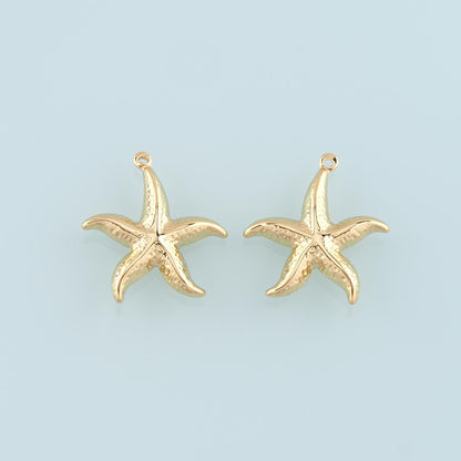 Gold Big Starfish Charms,18K Gold Filled Sea star Pendant,Starfish Charm Bracelet Necklace for DIY Jewelry Making Supply