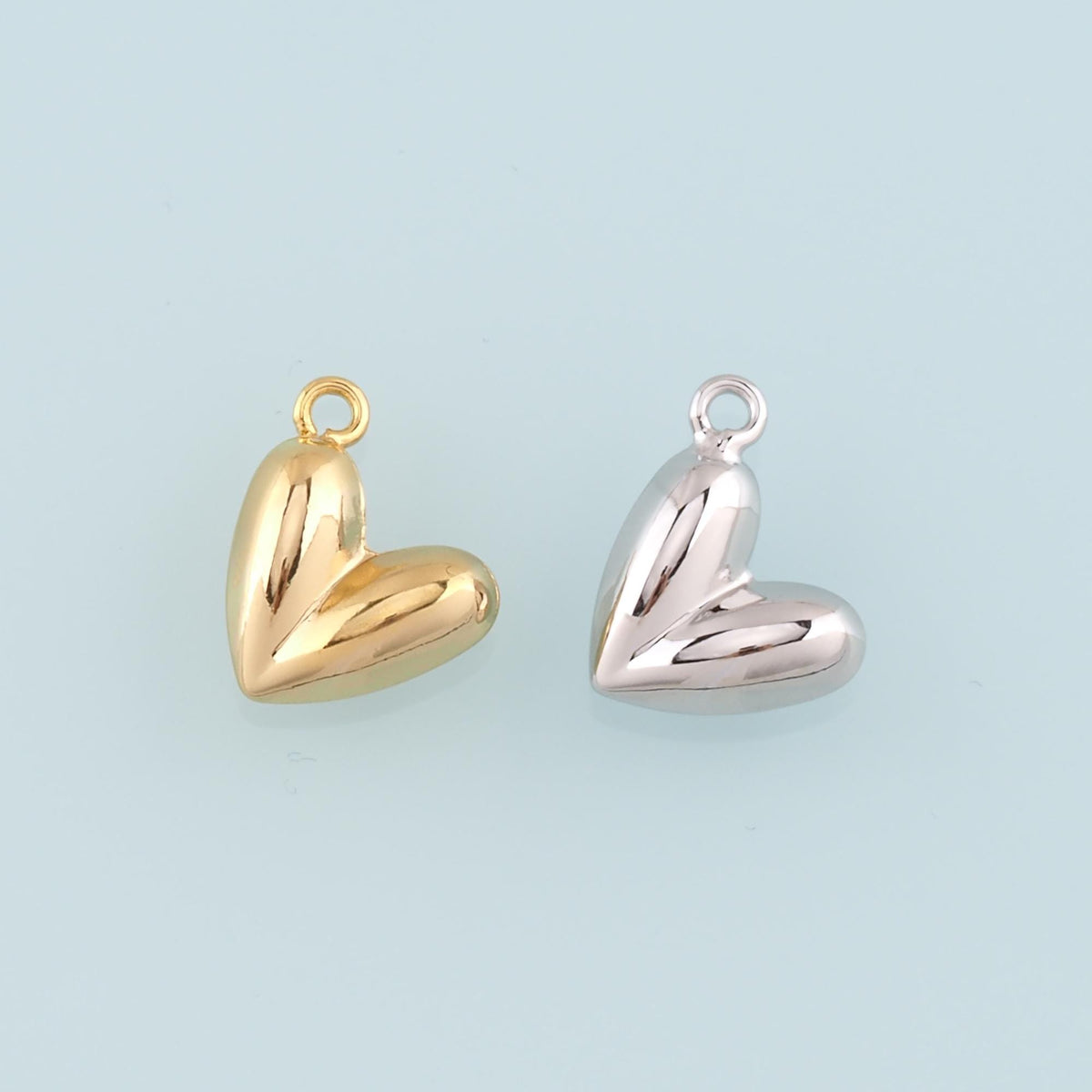 Gold Heart Charms,18K Gold Filled Heart Pendant,Heart Charm Bracelet Necklace for DIY Jewelry Making Supply