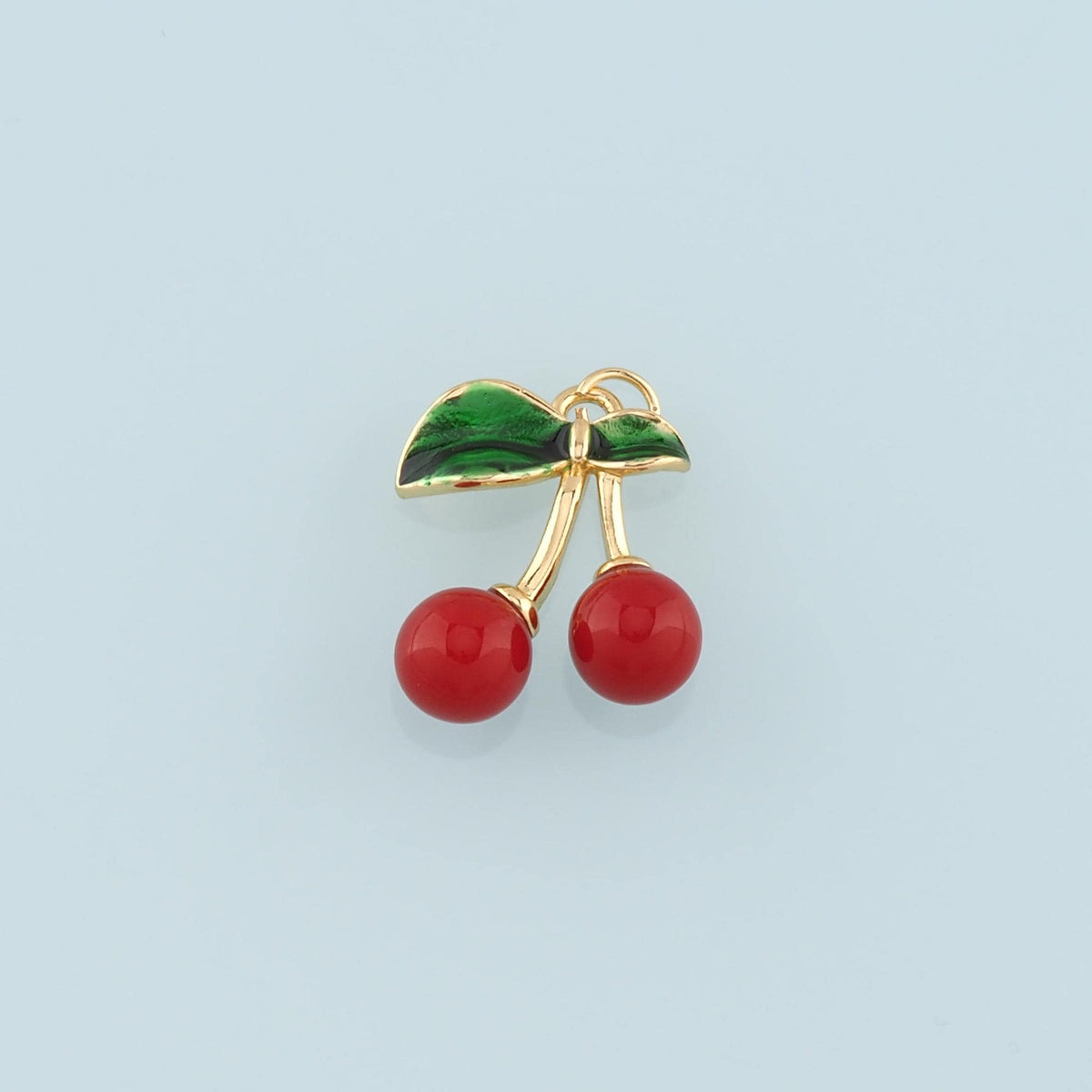 Gold Cherry Charms,18K Gold Filled Enamel Cherry Pendant,Fruit Charm Bracelet Necklace for DIY Jewelry Making Supply
