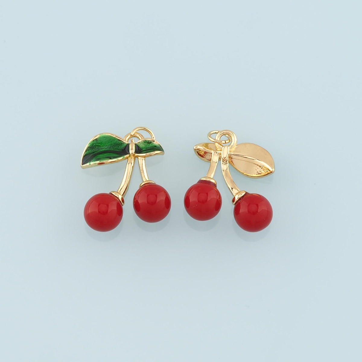 Gold Cherry Charms,18K Gold Filled Enamel Cherry Pendant,Fruit Charm Bracelet Necklace for DIY Jewelry Making Supply