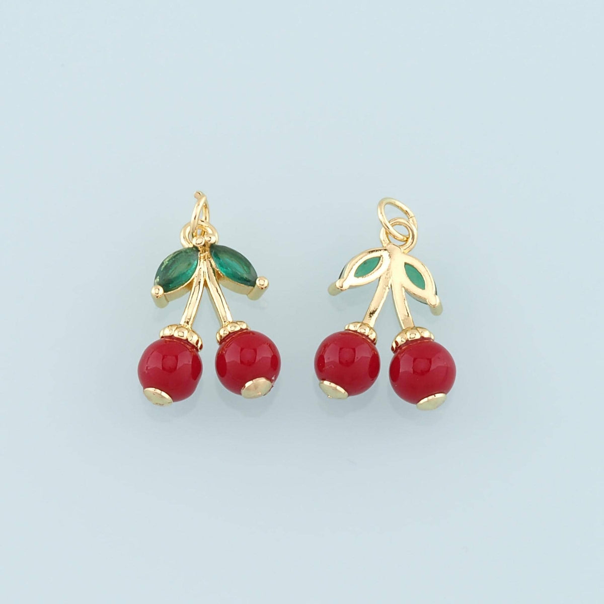 Gold Cherry Charms,18K Gold Filled Enamel Cherry Pendant,Fruit Charm Bracelet Necklace for DIY Jewelry Making Supply