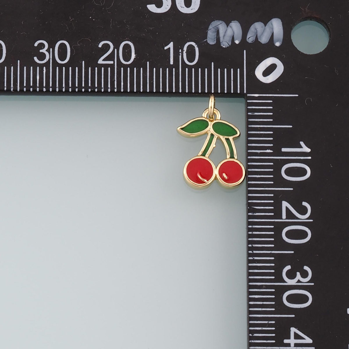 18K Gold Filled Cherry Enamel Charm Pendant for Jewelry Making