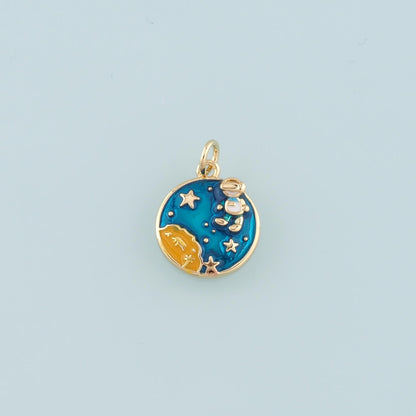 Gold Astronaut Charms,18K Gold Filled Astronaut Pendant,Enamel Universe Charm Bracelet Necklace for DIY Jewelry Making Supply