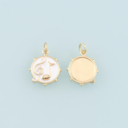 Gold Music Charms,18K Gold Filled Music Pendant,Enamel Note Charm Bracelet Necklace for DIY Jewelry Making Supply