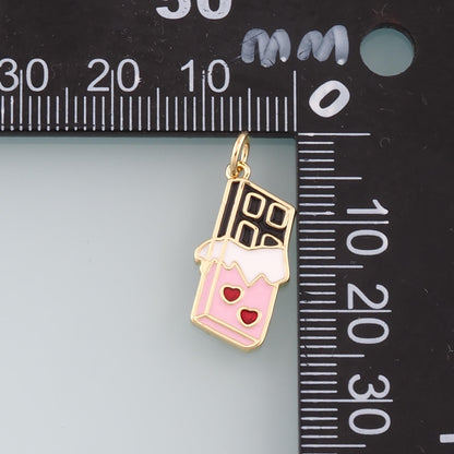 18K Gold Filled Enamel Charm Pendant for Jewelry Making