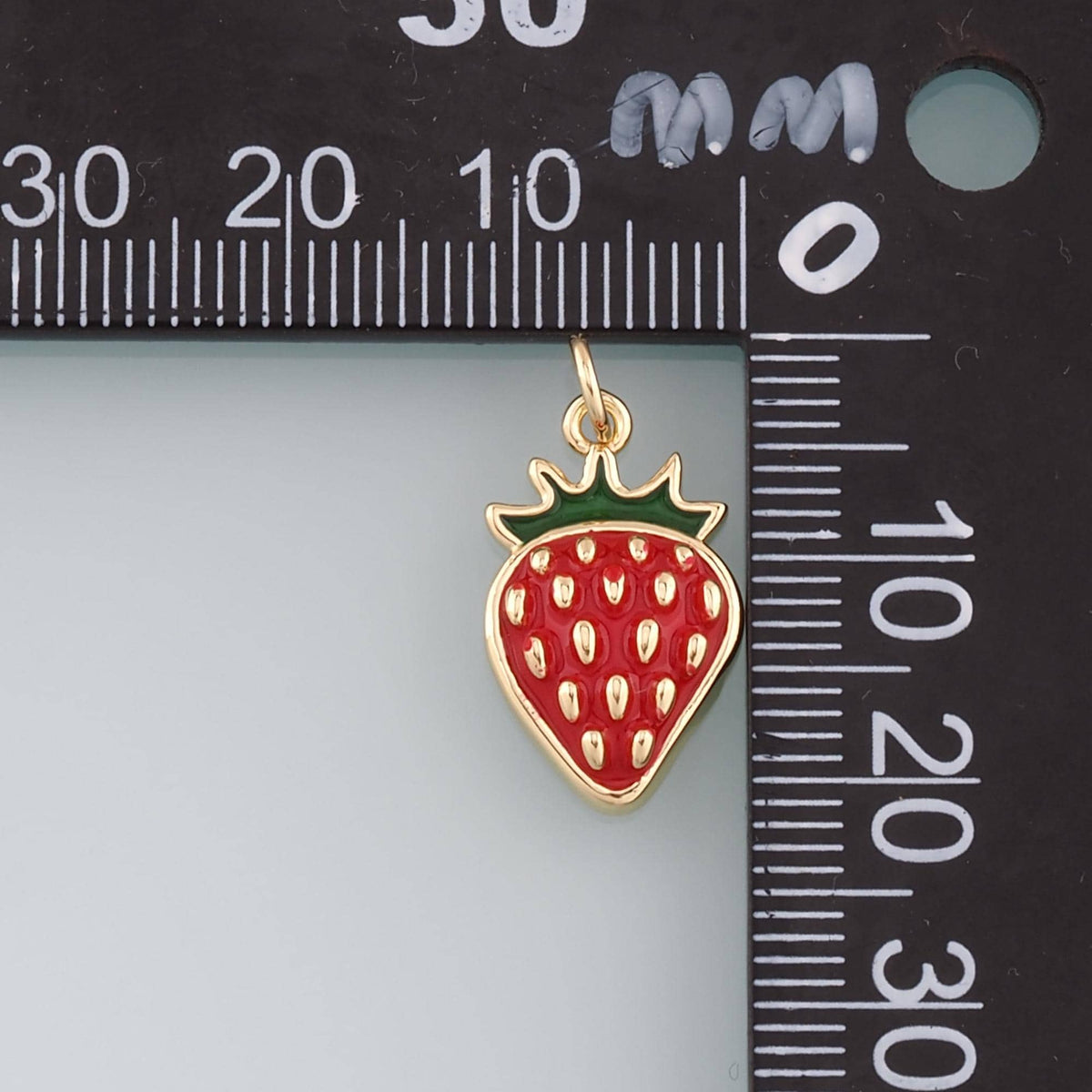 Gold Strawberry Charms,18K Gold Filled Enamel Strawberry Pendant,Fruit Charm Bracelet Necklace for DIY Jewelry Making Supply