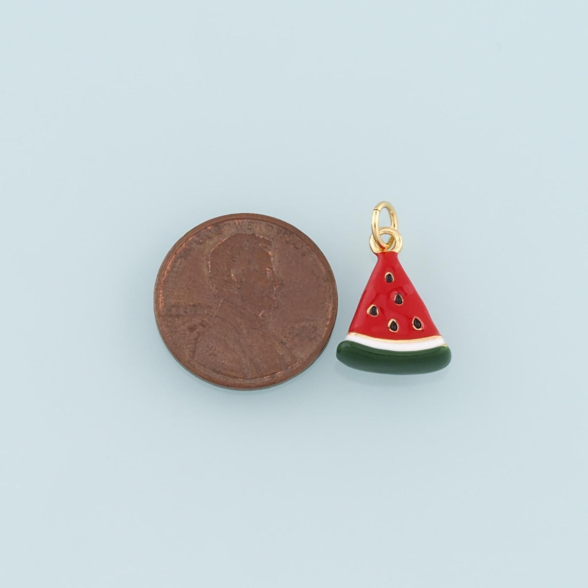 Gold Watermelon Charms,18K Gold Filled Watermelon Pendant,Enamel Fruit Charm Bracelet Necklace for DIY Jewelry Making Supply