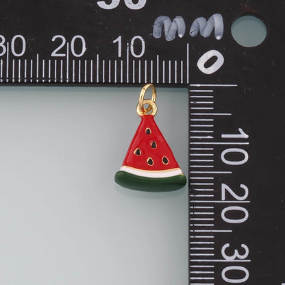 Gold Watermelon Charms,18K Gold Filled Watermelon Pendant,Enamel Fruit Charm Bracelet Necklace for DIY Jewelry Making Supply