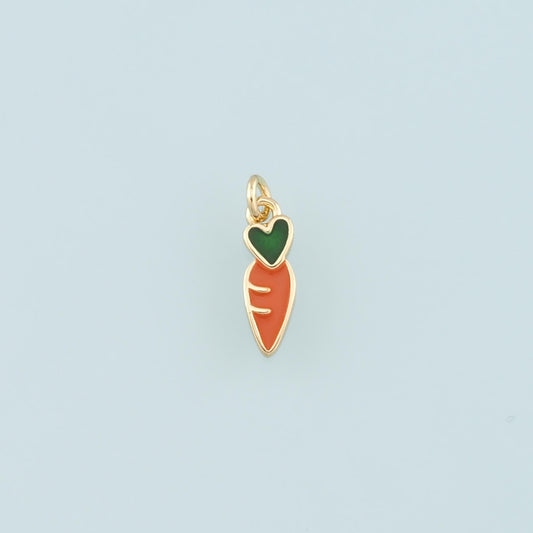 Gold Carrot Charms,18K Gold Filled Radish Pendant,Enamel Fruit Charm Bracelet Necklace for DIY Jewelry Making Supply