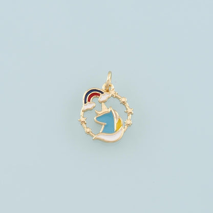 18K Gold Filled Hand Enamel Charm Pendant for Jewelry Making