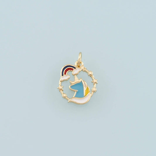 Gold Unicorn Charms,18K Gold Filled Unicorn Pendant,Enamel Unicorn Charm Bracelet Necklace for DIY Jewelry Making Supply