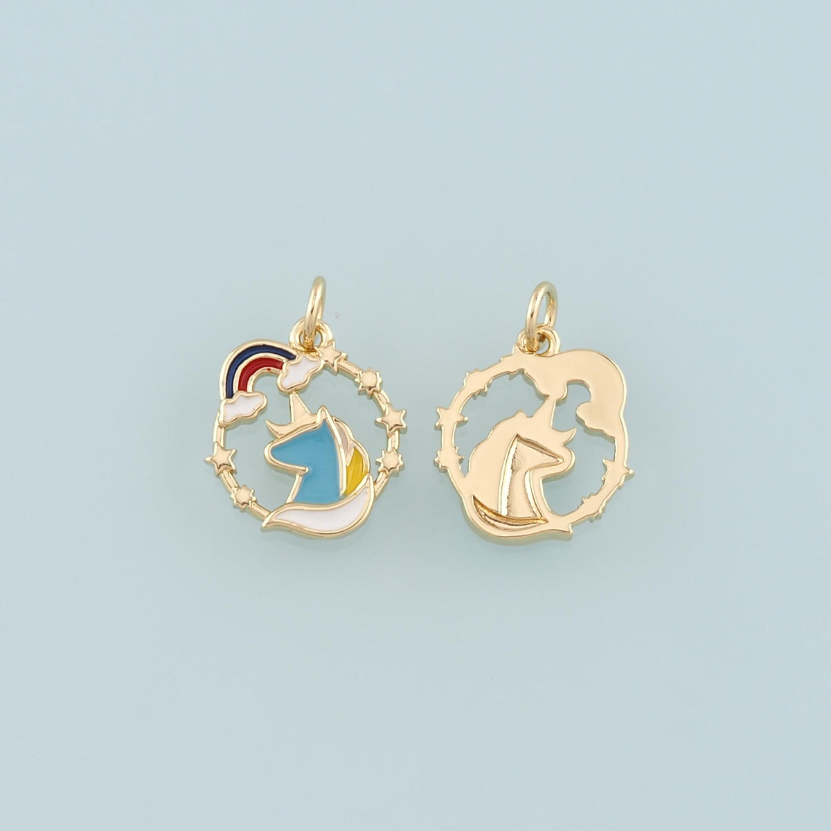 18K Gold Filled Hand Enamel Charm Pendant for Jewelry Making