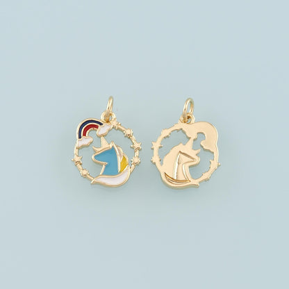 18K Gold Filled Hand Enamel Charm Pendant for Jewelry Making