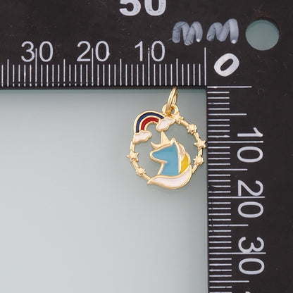 18K Gold Filled Hand Enamel Charm Pendant for Jewelry Making