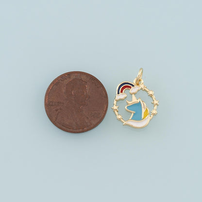 18K Gold Filled Hand Enamel Charm Pendant for Jewelry Making