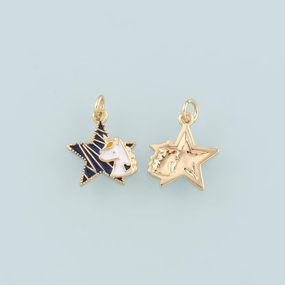 18K Gold Filled Star Enamel Charm Pendant for Jewelry Making