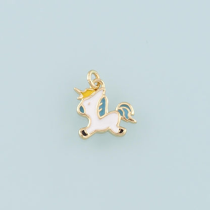 Gold Unicorn Charms,18K Gold Filled Unicorn Pendant,Enamel Unicorn Charm Bracelet Necklace for DIY Jewelry Making Supply