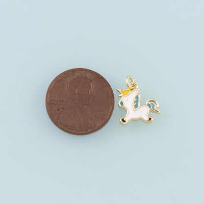 Gold Unicorn Charms,18K Gold Filled Unicorn Pendant,Enamel Unicorn Charm Bracelet Necklace for DIY Jewelry Making Supply