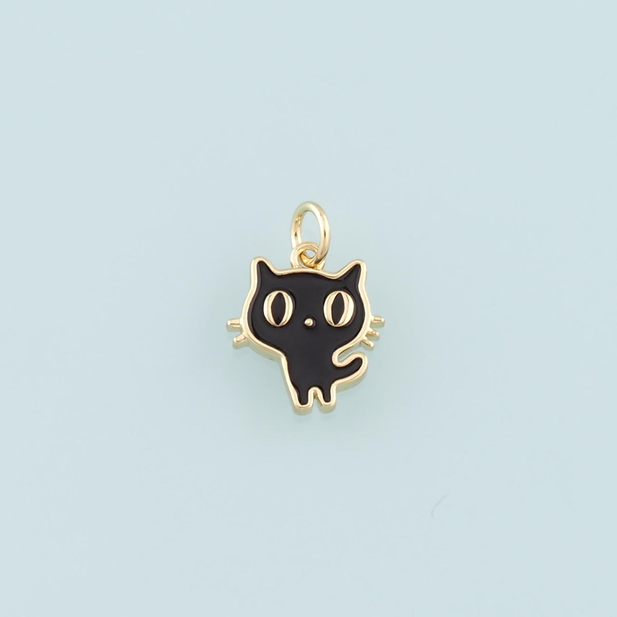 18K Gold Filled Enamel Cat Charm Pendant for Jewelry Making