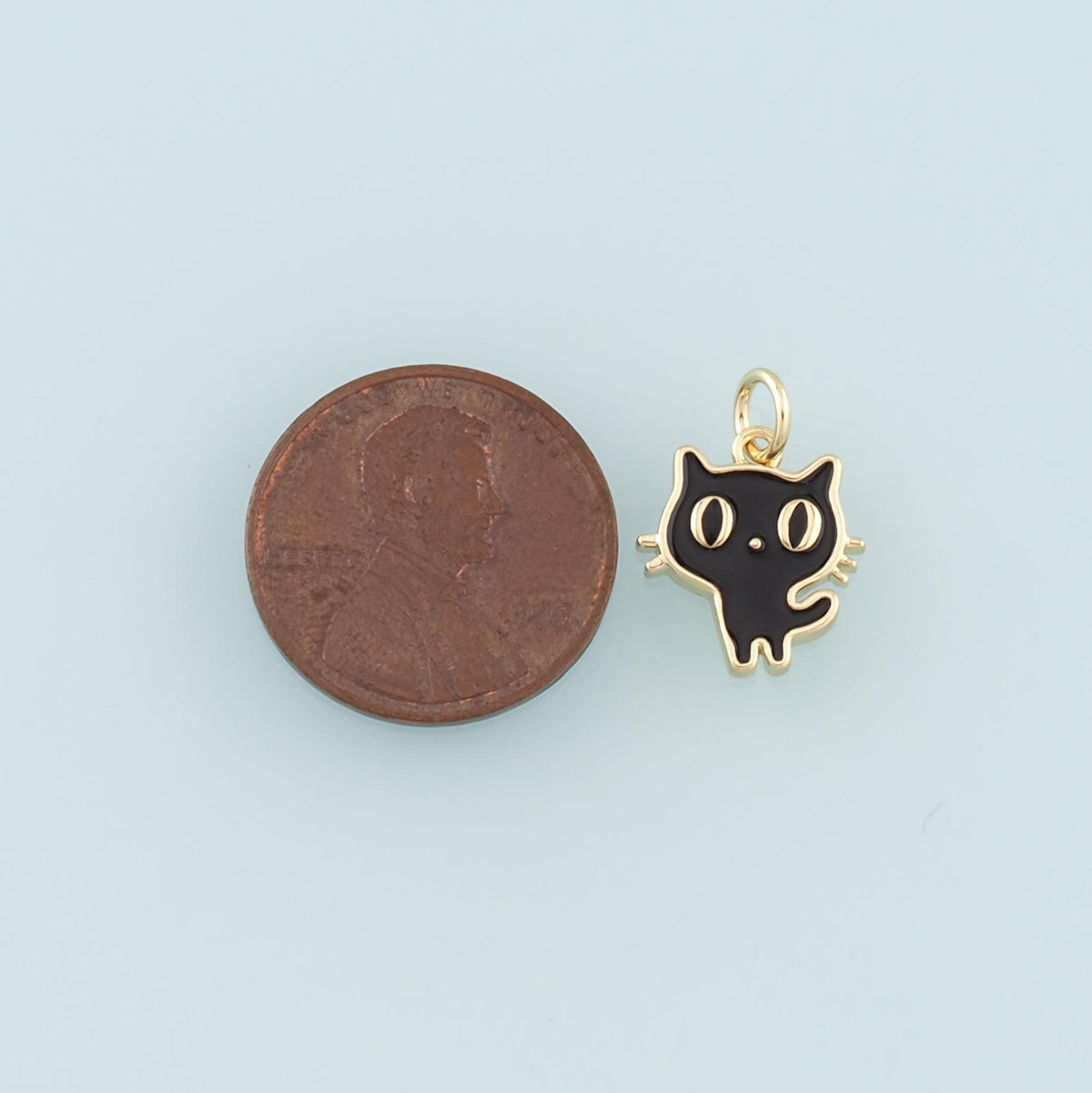 18K Gold Filled Enamel Cat Charm Pendant for Jewelry Making