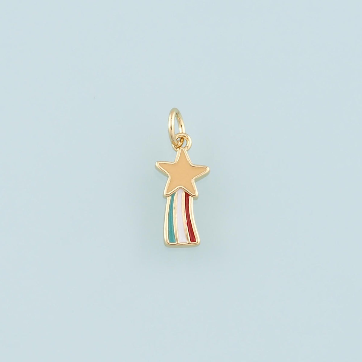 Gold Rainbow Star Charms,18K Gold Filled Star Pendant,Enamel Rainbow Charm Bracelet Necklace for DIY Jewelry Making Supply