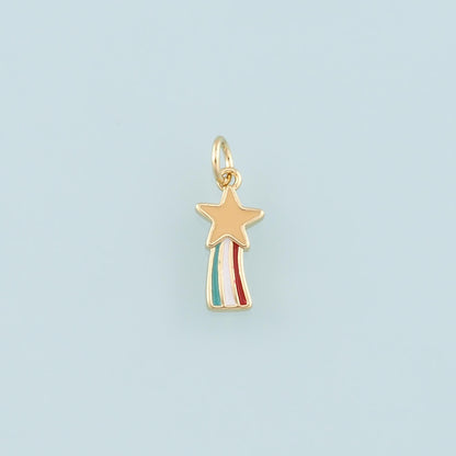 Gold Rainbow Star Charms,18K Gold Filled Star Pendant,Enamel Rainbow Charm Bracelet Necklace for DIY Jewelry Making Supply