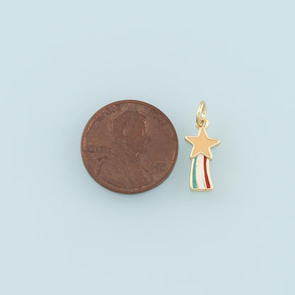 Gold Rainbow Star Charms,18K Gold Filled Star Pendant,Enamel Rainbow Charm Bracelet Necklace for DIY Jewelry Making Supply
