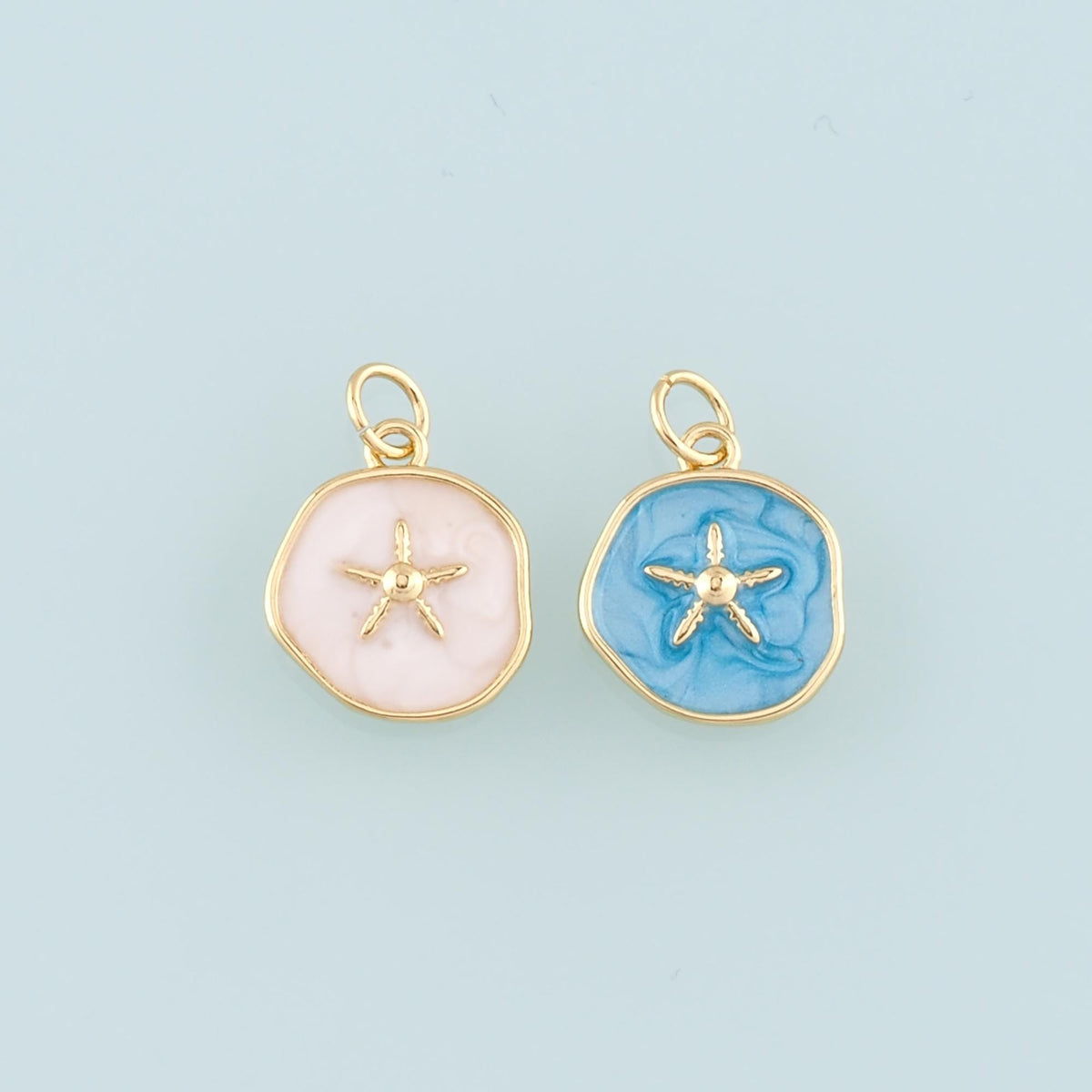 Gold Starfish Charms,18K Gold Filled Sea Star Pendant,Enamel Starfish Charm Bracelet Necklace for DIY Jewelry Making Supply