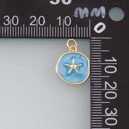 Gold Starfish Charms,18K Gold Filled Sea Star Pendant,Enamel Starfish Charm Bracelet Necklace for DIY Jewelry Making Supply