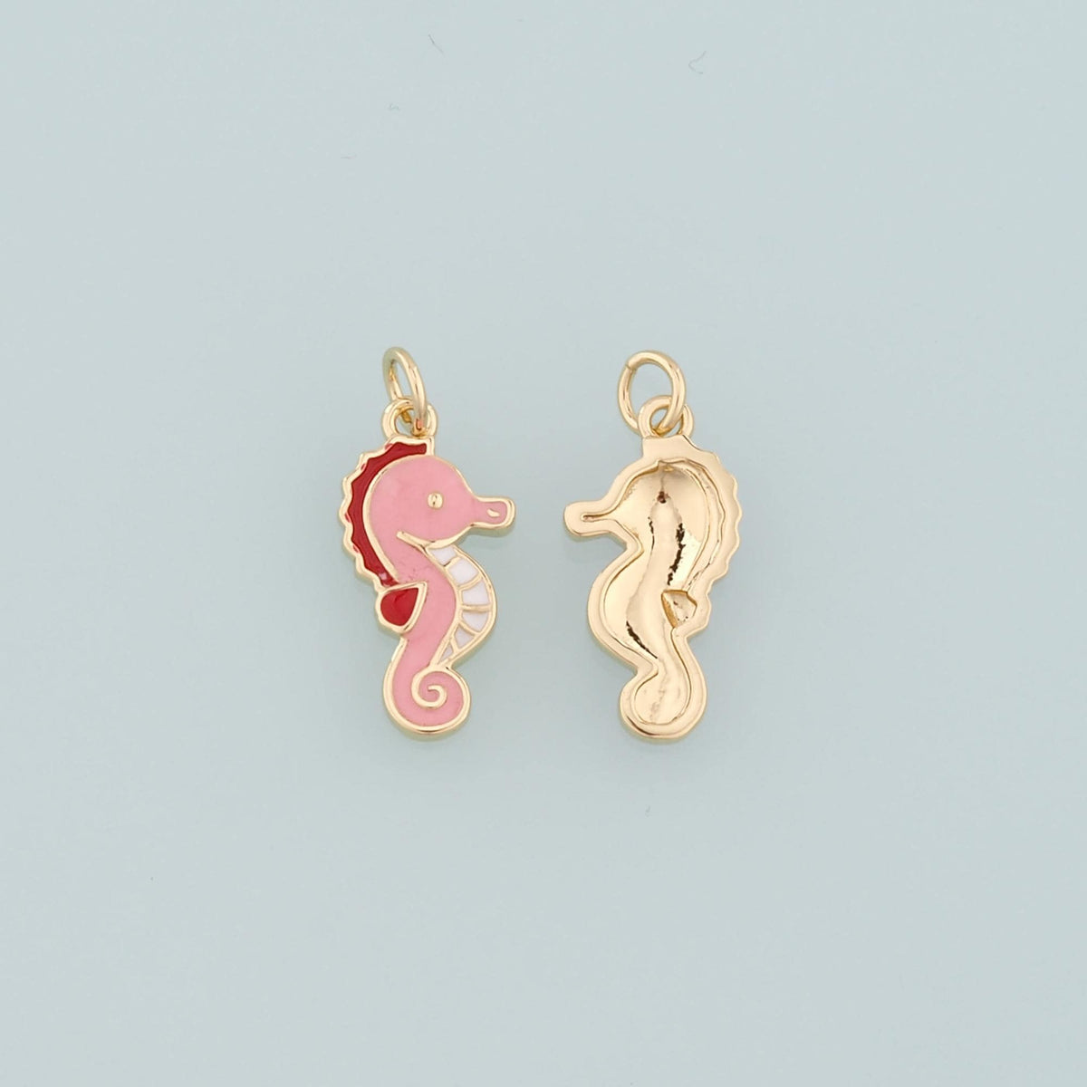 Gold Seahorse Charms,18K Gold Filled Seahorse Pendant,Enamel Seahorse Charm Bracelet Necklace for DIY Jewelry Making Supply