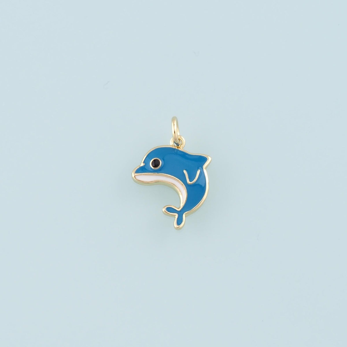 Cute Dolphin Charms,18K Gold Filled Enamel Dolphin Pendant,Kawaii Ocean Charm Bracelet Necklace for DIY Jewelry Making Supply