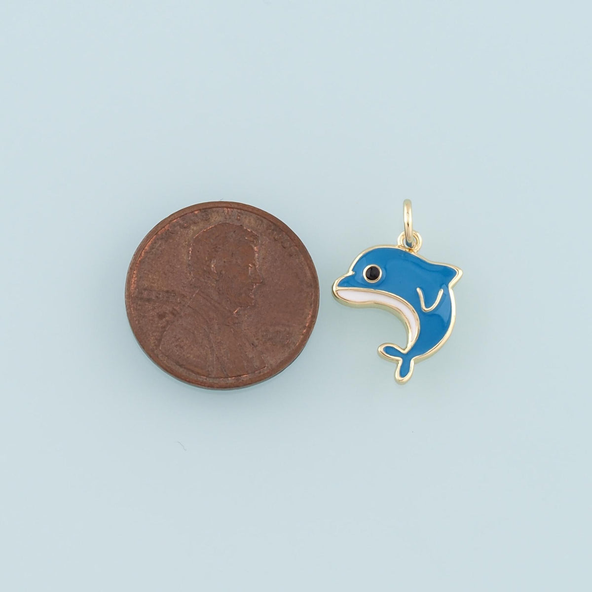 Cute Dolphin Charms,18K Gold Filled Enamel Dolphin Pendant,Kawaii Ocean Charm Bracelet Necklace for DIY Jewelry Making Supply
