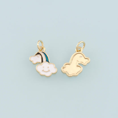 Gold Rainbow Charms,18K Gold Filled Rainbow Pendant,Enamel Rainbow Charm Bracelet Necklace for DIY Jewelry Making Supply