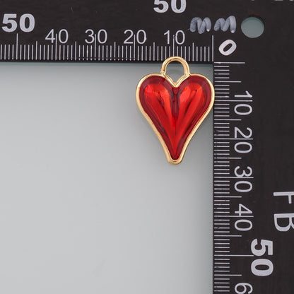18K Gold Filled Enamel Heart Charm Pendant for Jewelry Making