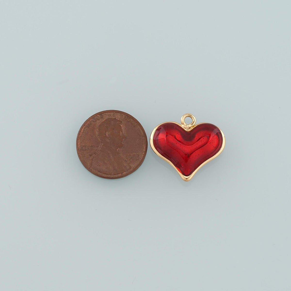 18K Gold Filled Heart Enamel Charm Pendant for Jewelry Making