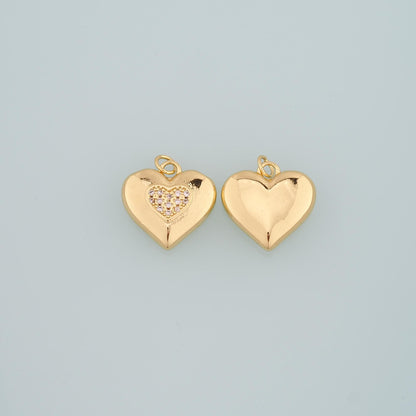 18K Gold Filled Heart Pendant,CZ Micro Pave Heart Charm Bracelet Necklace for DIY Jewelry Making Supply