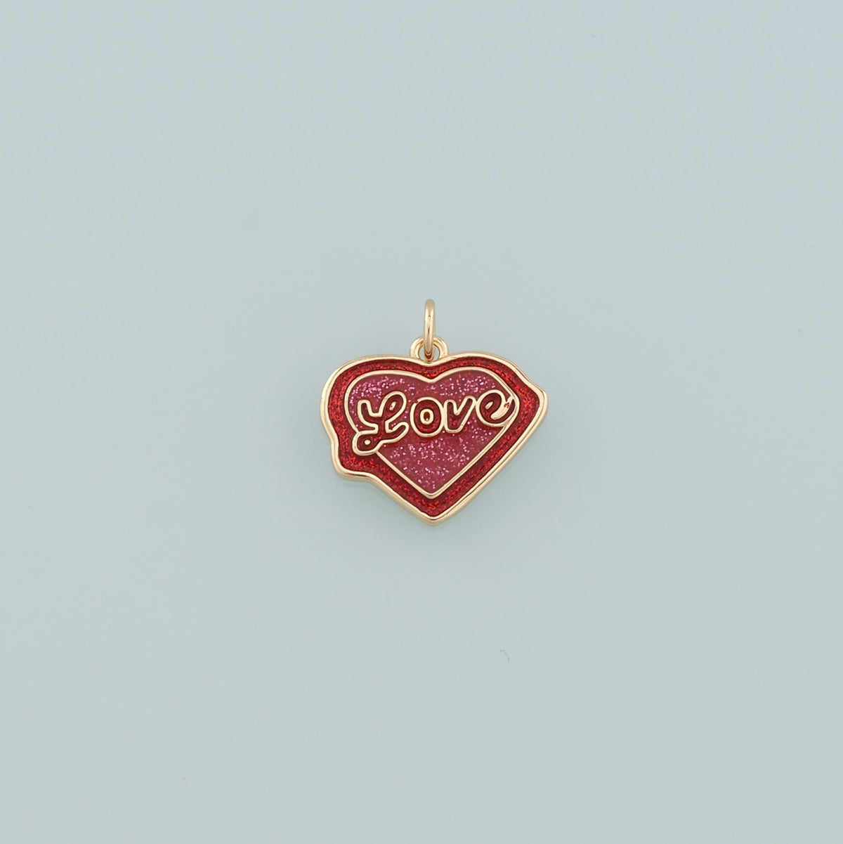 18K Gold Filled Heart Pendant,Enamel Love Charm Bracelet Necklace for DIY Jewelry Making Supply