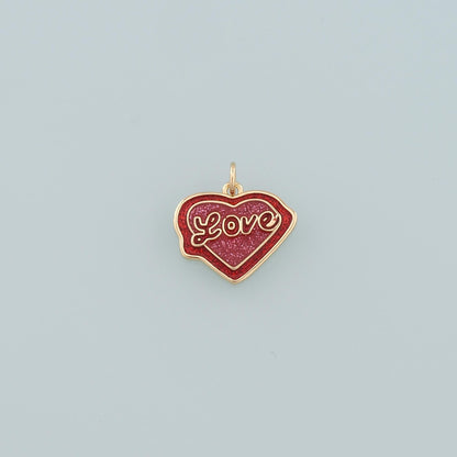 18K Gold Filled Heart Pendant,Enamel Love Charm Bracelet Necklace for DIY Jewelry Making Supply