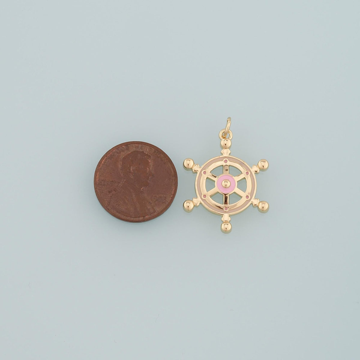 Gold Rudder Charm,18K Gold Filled Rudder Pendant,Enamel Navigation Charm Bracelet Necklace for DIY Jewelry Making Supply