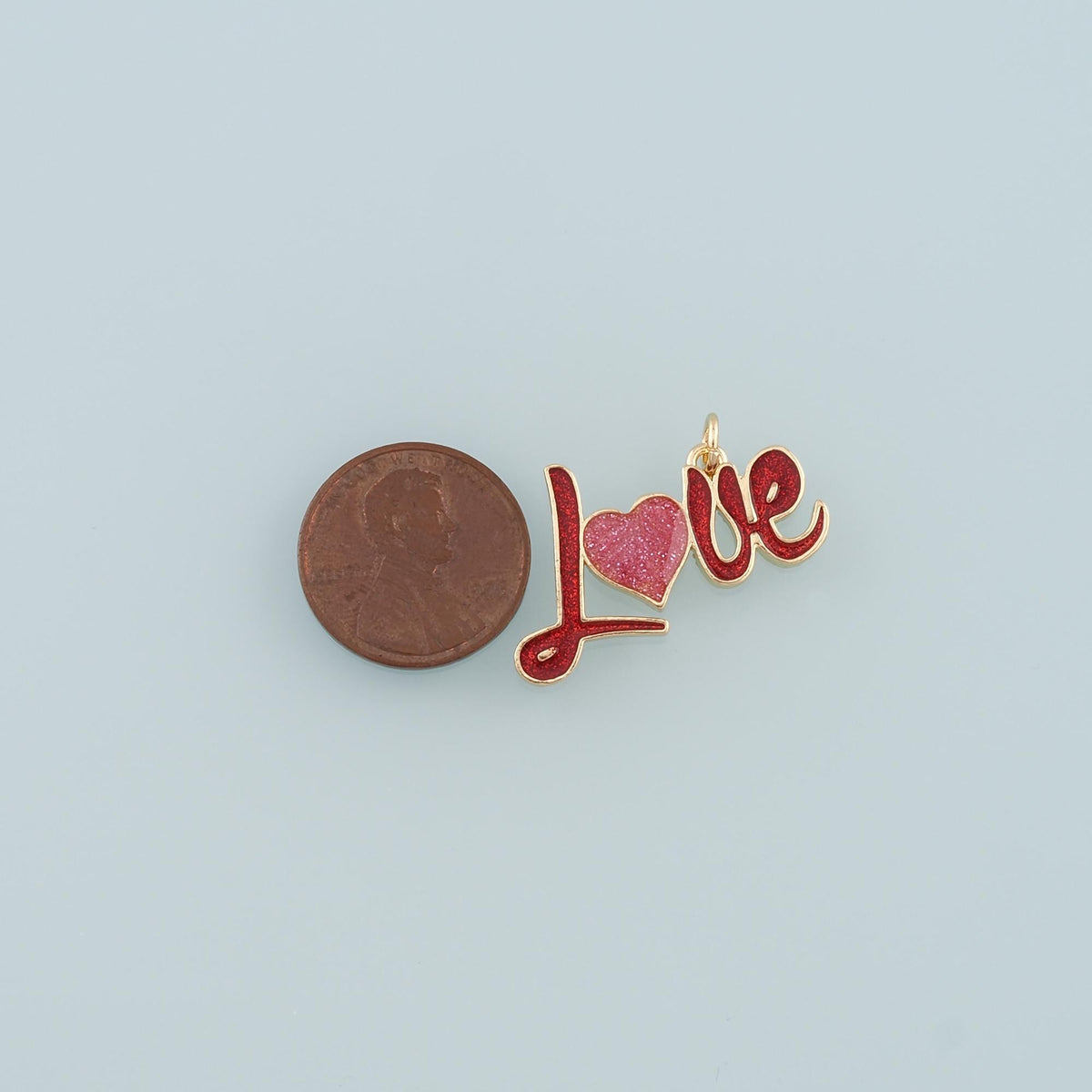 18K Gold Filled Love Pendant,Enamel Heart Charm Bracelet Necklace for DIY Jewelry Making Supply