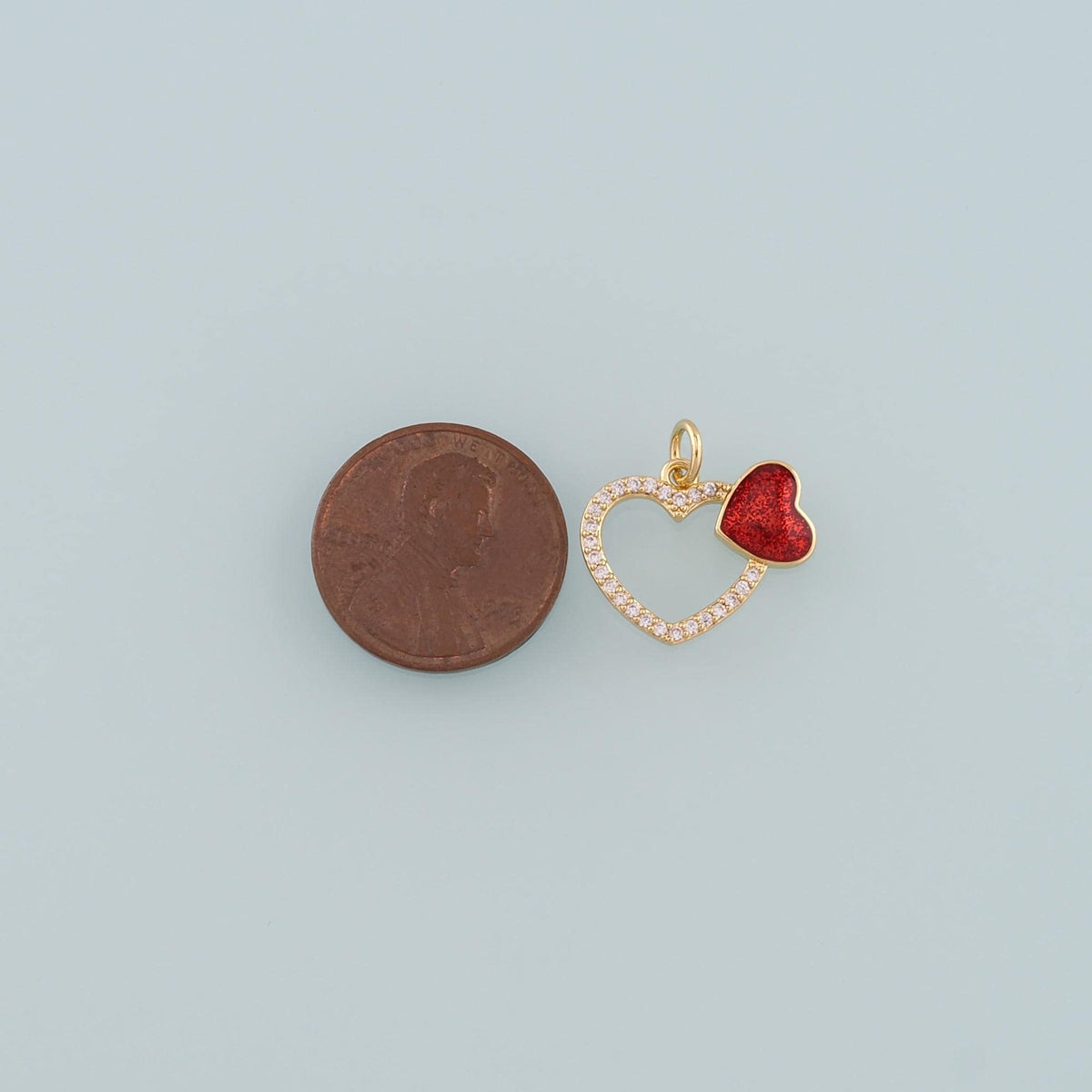 18K Gold Filled Heart Pendant,Enamel Heart Charm Bracelet Necklace for DIY Jewelry Making Supply