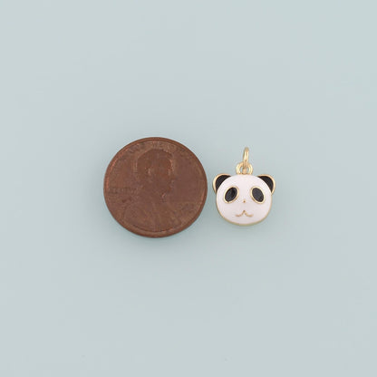 18K Gold Filled Panda Pendant,Enamel Panda Charm Bracelet Necklace for DIY Jewelry Making Supply