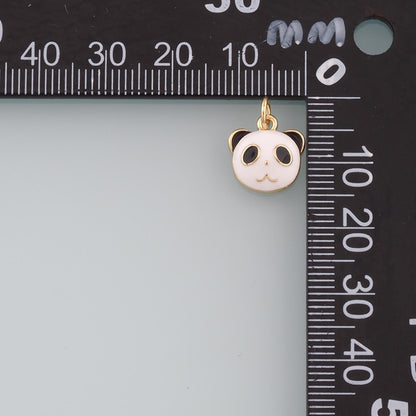18K Gold Filled Panda Pendant,Enamel Panda Charm Bracelet Necklace for DIY Jewelry Making Supply