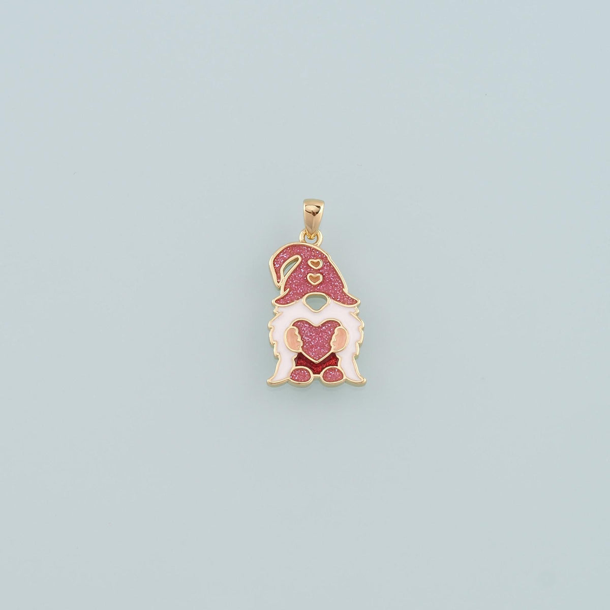18K Gold Filled gnome Pendant,Enamel Halloween Charm Bracelet Necklace for DIY Jewelry Making Supply