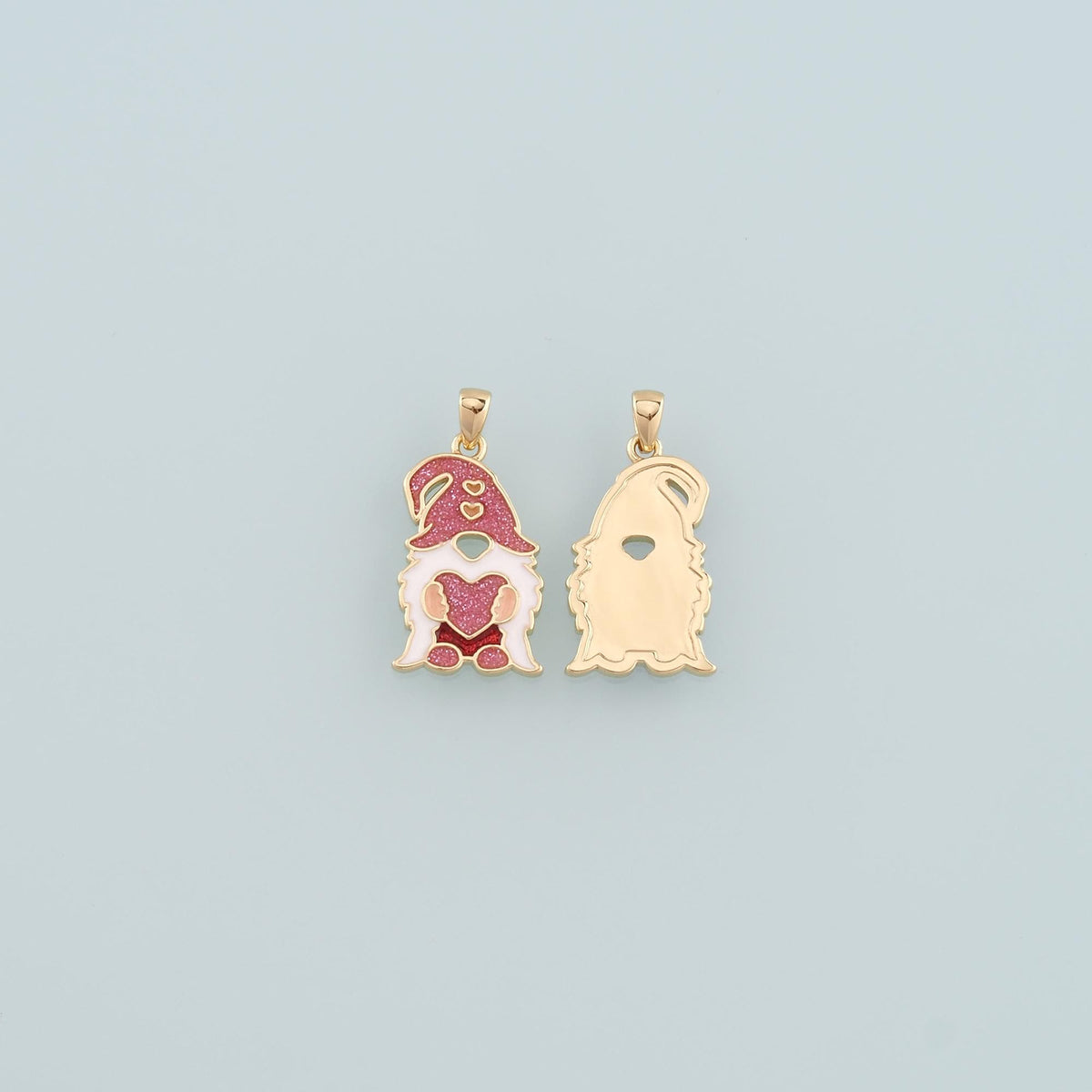 18K Gold Filled gnome Pendant,Enamel Halloween Charm Bracelet Necklace for DIY Jewelry Making Supply