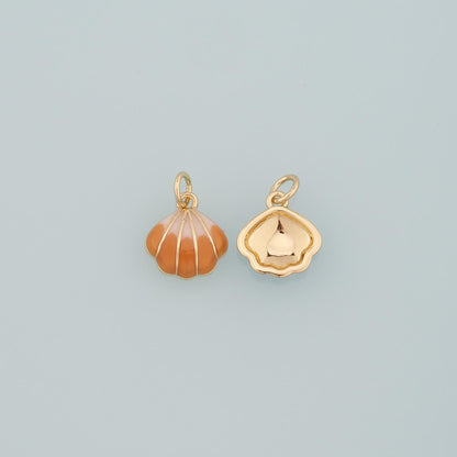Gold Shell Charms,18K Gold Filled Scallop Pendant,Enamel Conch Shell Charm Bracelet Necklace for DIY Jewelry Making Supply