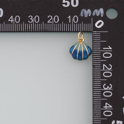 Gold Shell Charms,18K Gold Filled Scallop Pendant,Enamel Conch Shell Charm Bracelet Necklace for DIY Jewelry Making Supply