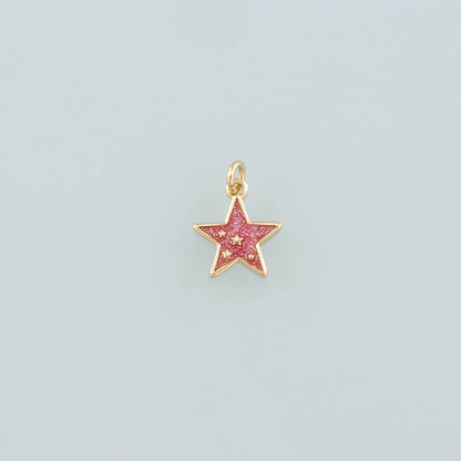 18K Gold Filled Star Pendant,Enamel Celestial Charm Bracelet Necklace for DIY Jewelry Making Supply